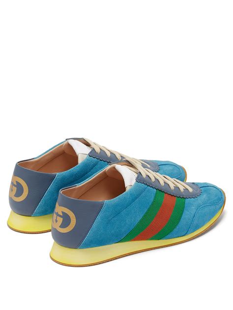 gucci sneakers blue red|blue Gucci sneakers suede.